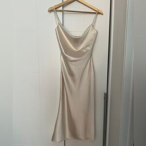 Meshki Cowl Neck MIDI Dress- Ivory